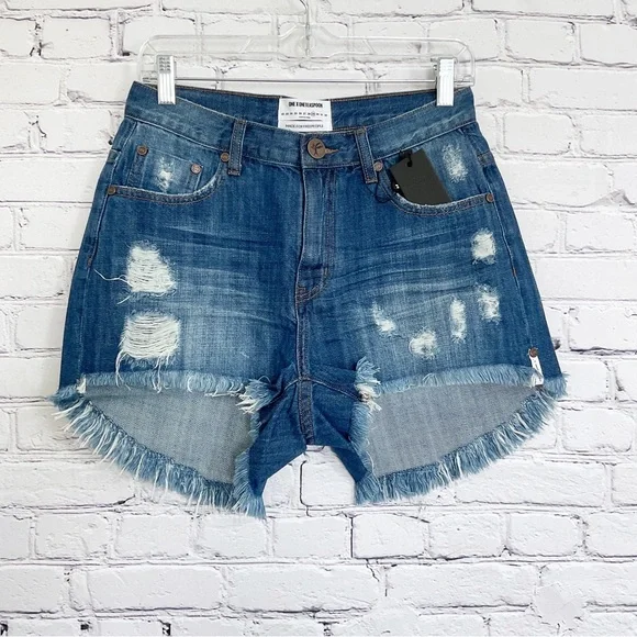 New One Teaspoon High Waist Bonita Shorts Cut Off Distressed Size 29